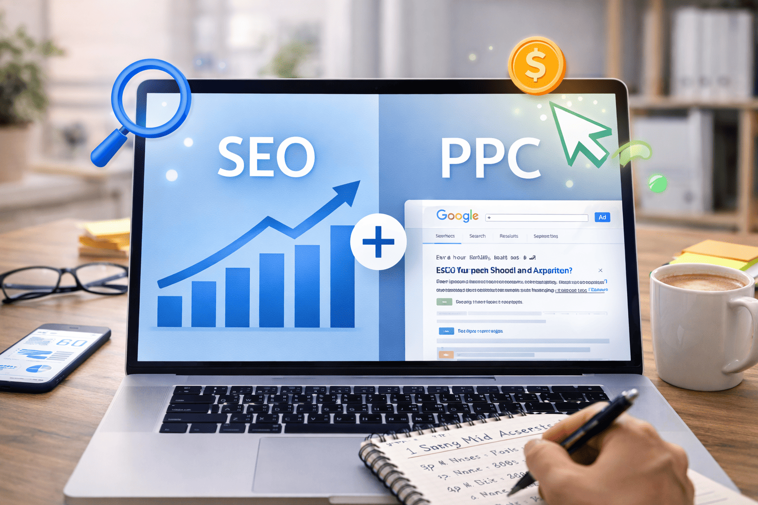SEO and PPC Strategy Illustration