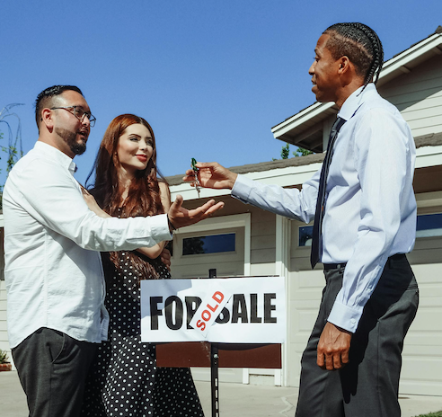 Modern real estate concept with city view and contemporary architecture